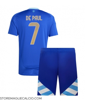 Argentina Rodrigo De Paul #7 Maglia Gara Trasferta Repliche Copa America 2024 Bambino